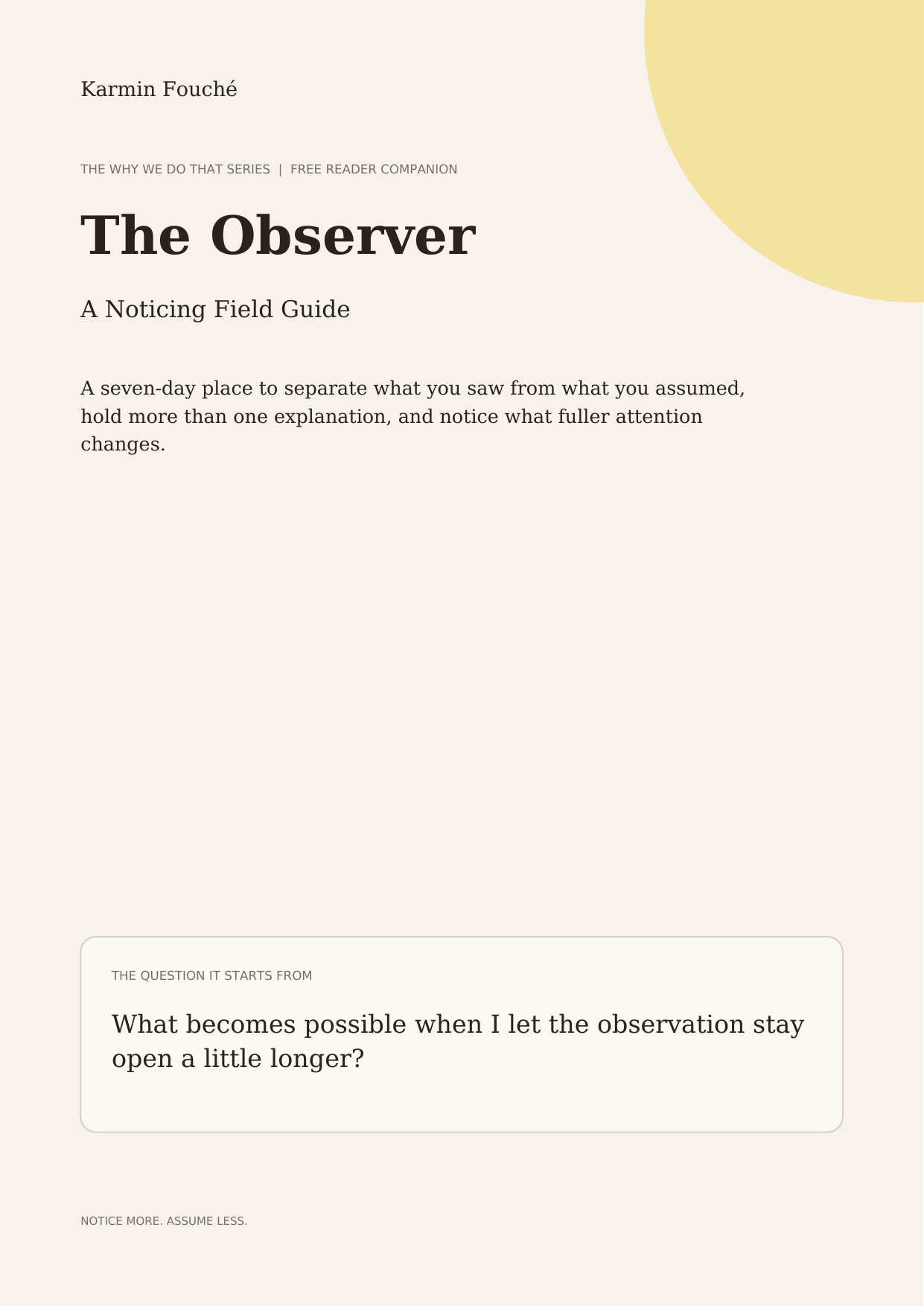 Preview of The Observer, a free companion to Why We Do That