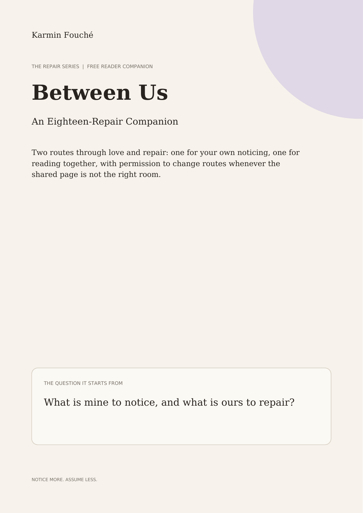 Preview of Between Us, a free companion to What We Do With Love