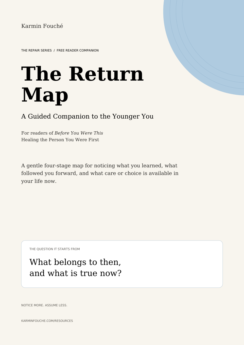 Preview of The Return Map, a free companion to Before You Were This